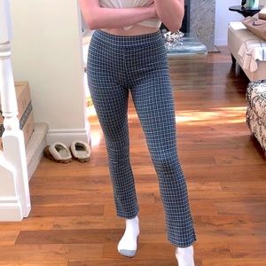 UO Casey Kick Flare Pants Blue Houndstooth
